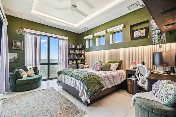 Bedroom, Interior, Pendant Lights, Water