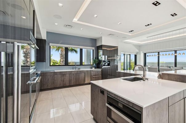 Interior, Kitchen, Recessed Lighting, Stainless Steel Appliances, Water