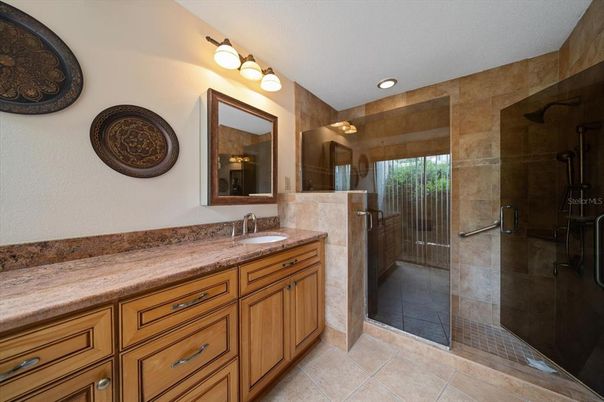 Bathroom, Dual Sink Vanities, Glass Shower, Interior, Recessed Lighting