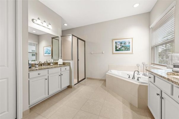 Bathroom, Dual Sink Vanities, Glass Shower, Interior, Recessed Lighting