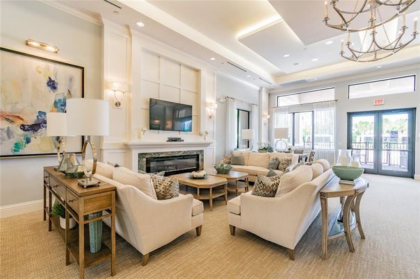 Chandelier, Fireplace, Interior, Living room, Recessed Lighting