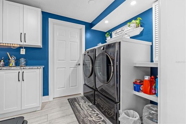 Interior, Recessed Lighting, Utility Closets, Washer, Wood Texture Flooring