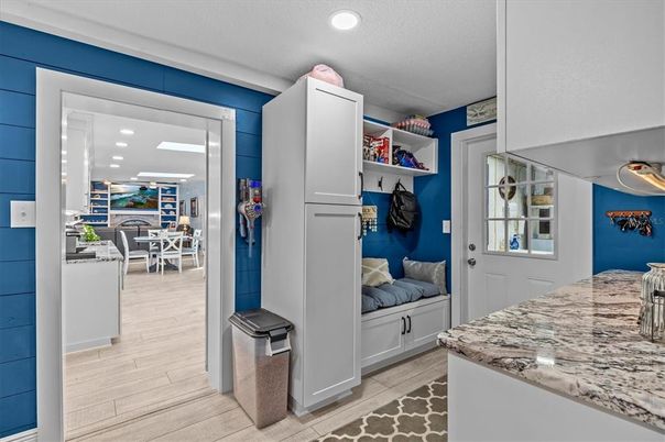 Dining room, Interior, Kitchen, Recessed Lighting, Wood Texture Flooring