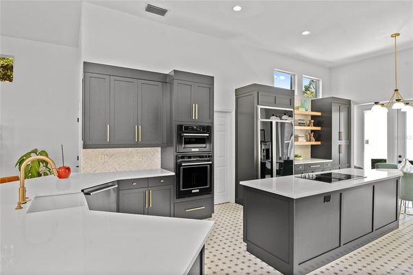 Interior, Kitchen, Pendant Lights, Recessed Lighting, Stainless Steel Appliances