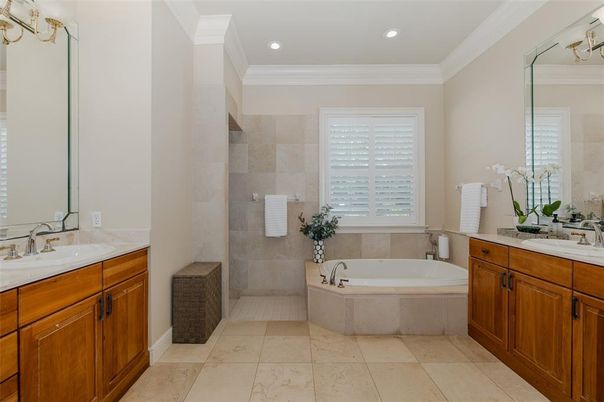 Bathroom, Dual Sink Vanities, Glass Shower, Interior, Recessed Lighting