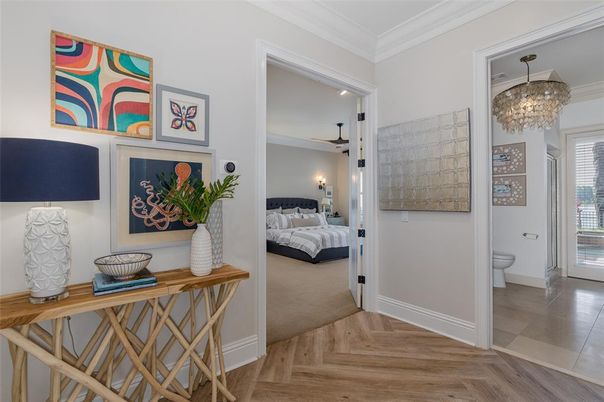 Bathroom, Bedroom, Chandelier, Interior, Wood Texture Flooring