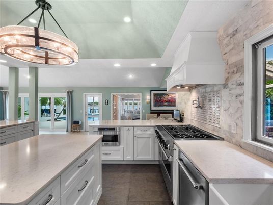 Interior, Kitchen, Pendant Lights, Recessed Lighting, Stainless Steel Appliances