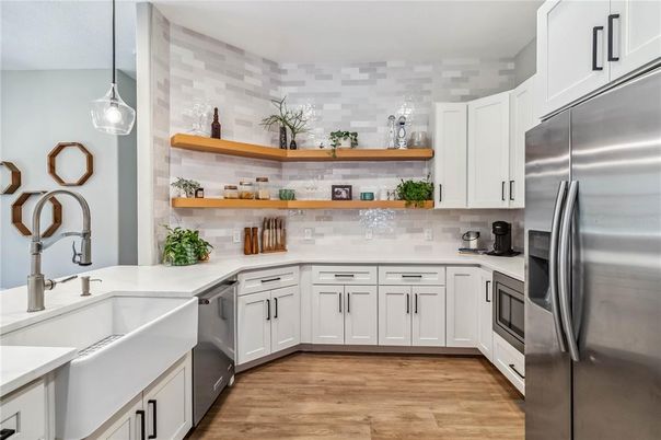Interior, Kitchen, Stainless Steel Appliances, Wood Texture Flooring