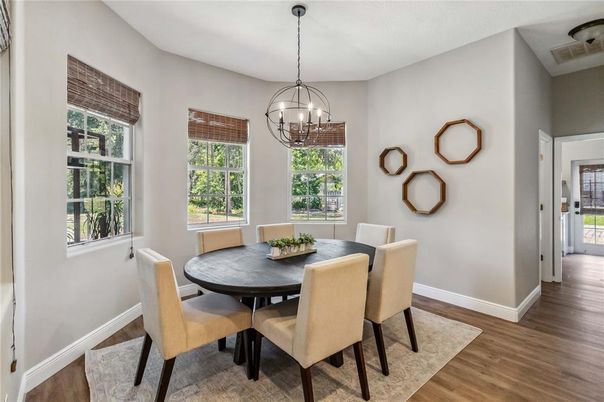 Chandelier, Dining room, Interior, Wood Texture Flooring
