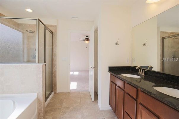 Bathroom, Dual Sink Vanities, Glass Shower, Interior, Recessed Lighting