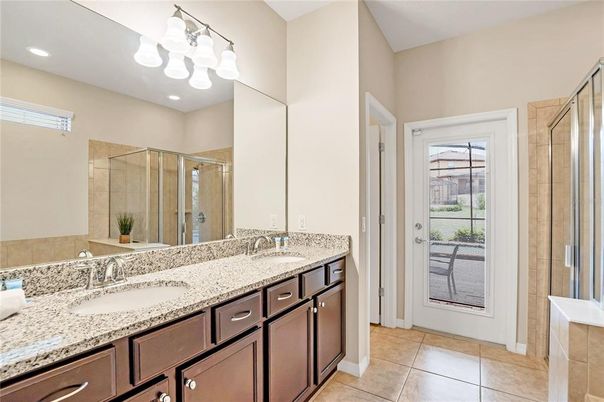 Bathroom, Dual Sink Vanities, Glass Shower, Interior, Recessed Lighting