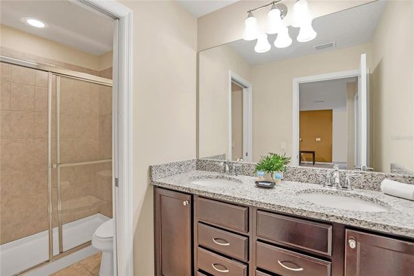 Bathroom, Dual Sink Vanities, Glass Shower, Interior, Recessed Lighting