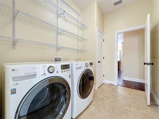 Interior, Washer, Wood Texture Flooring