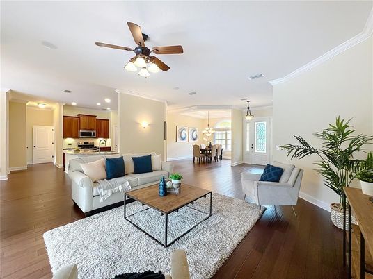 Dining room, Interior, Kitchen, Living room, Pendant Lights, Recessed Lighting, Stainless Steel Appliances, Wood Texture Flooring