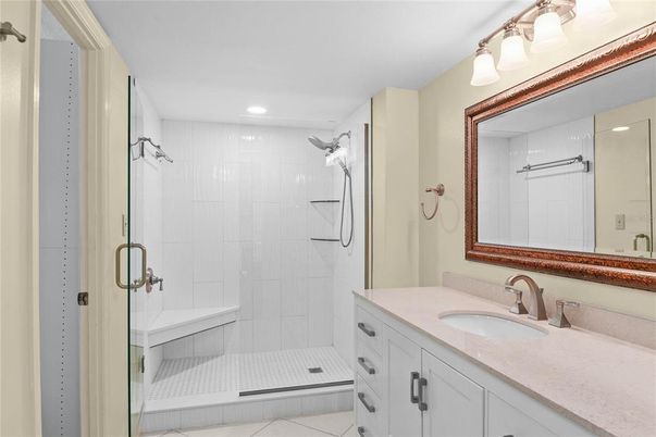 Bathroom, Glass Shower, Interior, Recessed Lighting