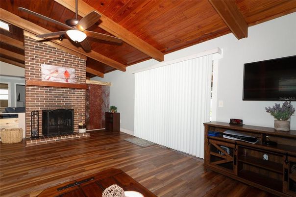 Fireplace, Interior, Stone Walls, Wooden Beams, Wooden Ceilings, Wood Texture Flooring