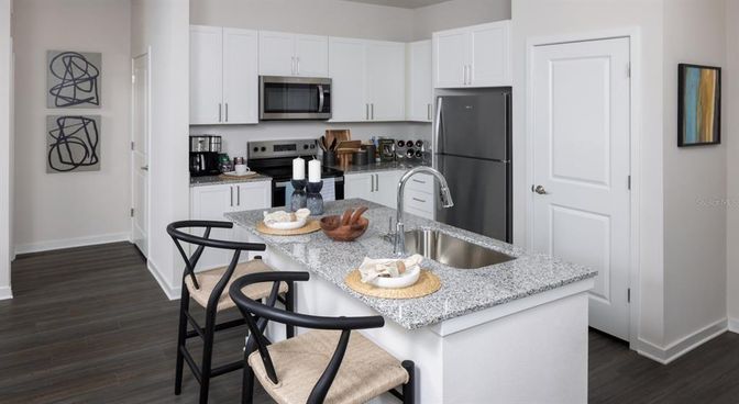 Interior, Kitchen, Stainless Steel Appliances, Wood Texture Flooring