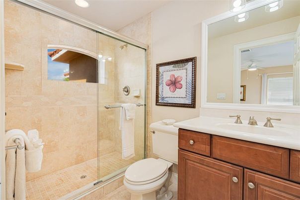 Bathroom, Glass Shower, Interior, Recessed Lighting