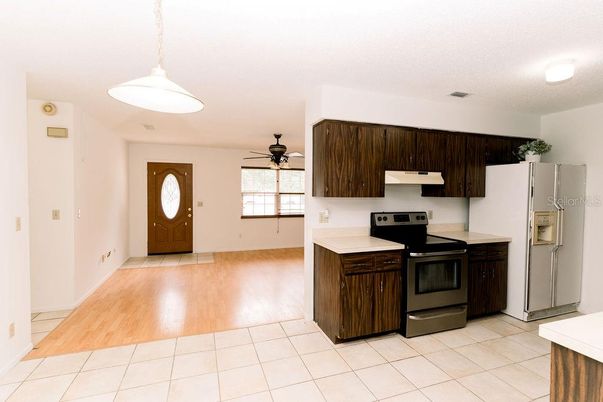 Interior, Kitchen, Pendant Lights, Wood Texture Flooring