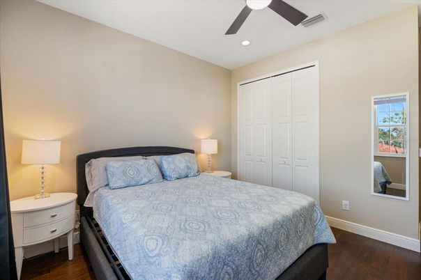 Bathroom, Bedroom, Glass Shower, Interior, Recessed Lighting, Wood Texture Flooring