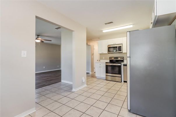 Interior, Kitchen, Stainless Steel Appliances, Wood Texture Flooring
