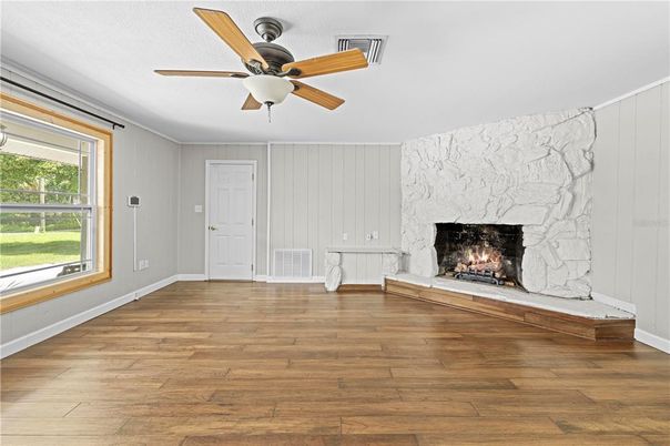 Empty room, Fireplace, Interior, Wood Texture Flooring