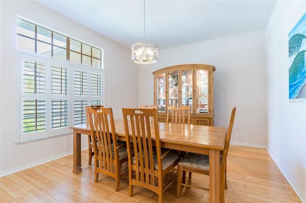 Dining room, Interior, Pendant Lights, Wood Texture Flooring