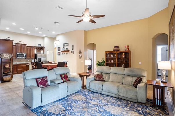 Dining room, Interior, Kitchen, Living room, Pendant Lights, Recessed Lighting, Stainless Steel Appliances