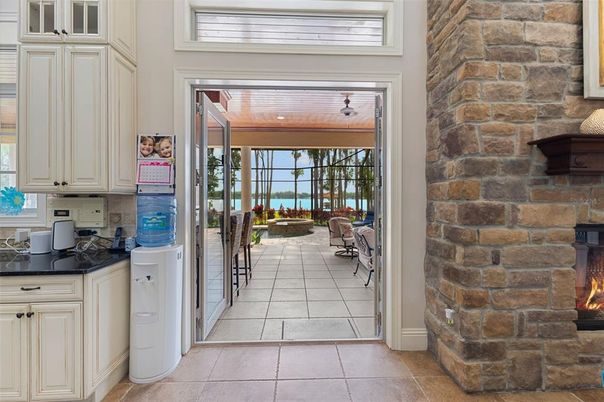 Fireplace, Interior, Kitchen, Stone Walls, Water