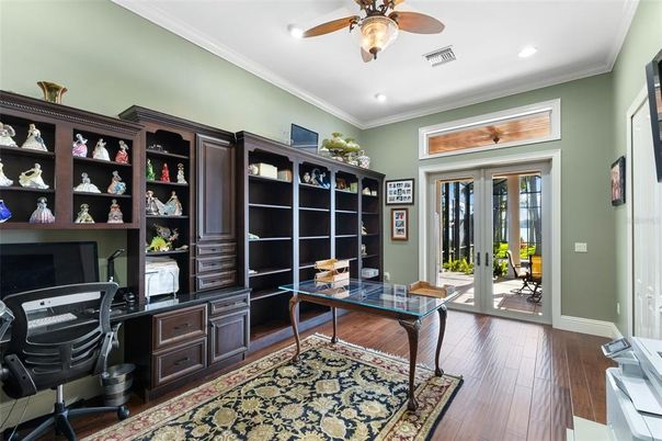 Home Office, Interior, Recessed Lighting, Wood Texture Flooring