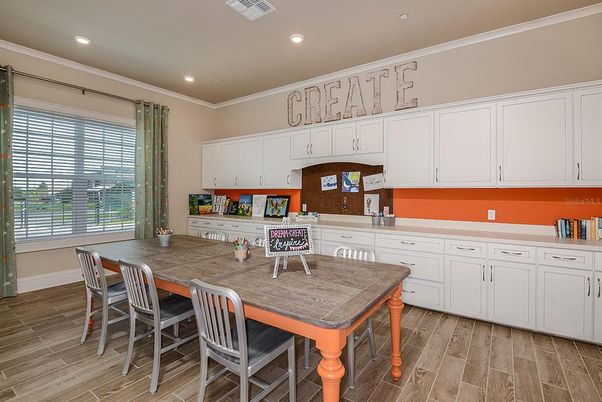 Dining room, Interior, Kitchen, Recessed Lighting, Wood Texture Flooring