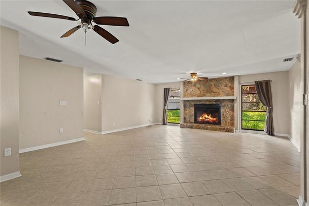 Empty room, Fireplace, Interior, Recessed Lighting