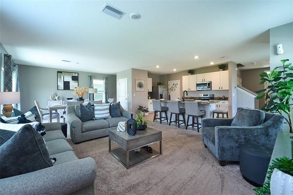 Dining room, Interior, Kitchen, Living room, Recessed Lighting, Stainless Steel Appliances