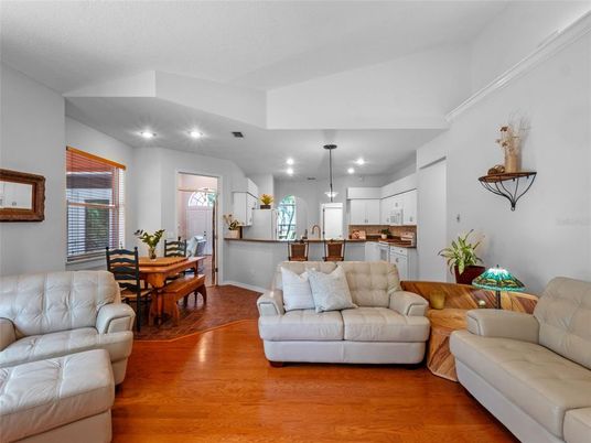 Dining room, Interior, Kitchen, Living room, Pendant Lights, Recessed Lighting, Wood Texture Flooring