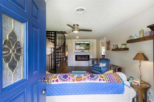 Bedroom, Fireplace, Interior