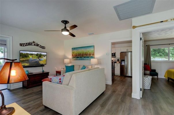 Interior, Kitchen, Living room, Stainless Steel Appliances, Wood Texture Flooring