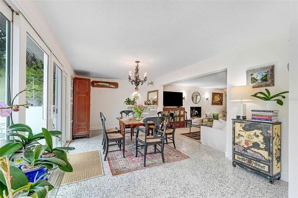 Chandelier, Dining room, Fireplace, Interior, Living room
