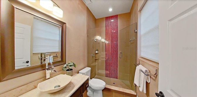 Bathroom, Glass Shower, Interior, Recessed Lighting