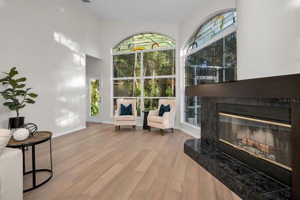 Fireplace, Interior, Wood Texture Flooring