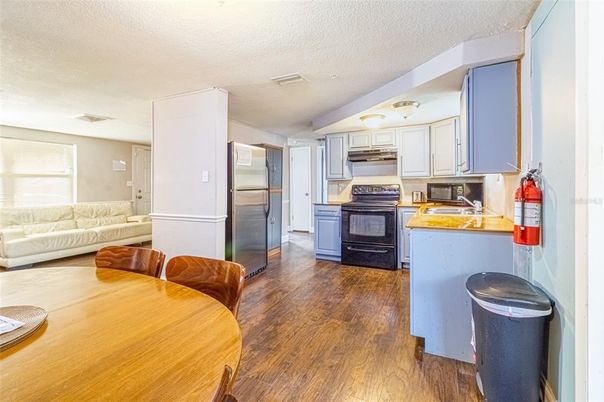Interior, Kitchen, Stainless Steel Appliances, Wood Texture Flooring