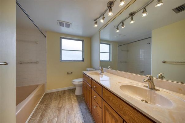 Bathroom, Dual Sink Vanities, Interior, Wood Texture Flooring