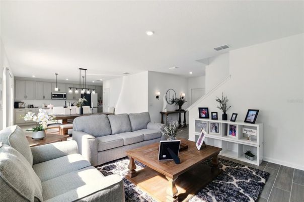 Dining room, Interior, Kitchen, Living room, Pendant Lights, Recessed Lighting, Wood Texture Flooring