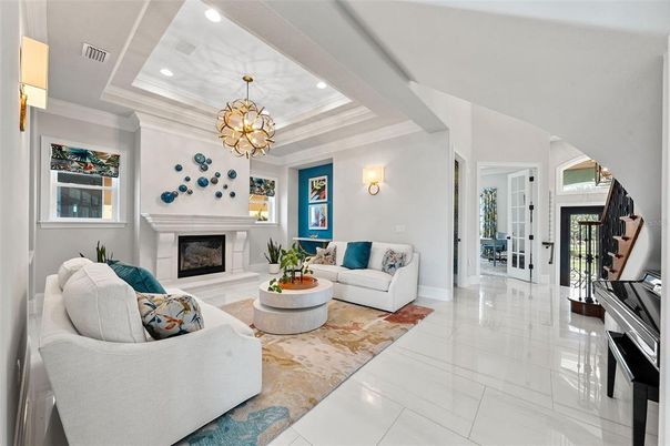 Fireplace, Interior, Living room, Pendant Lights, Recessed Lighting
