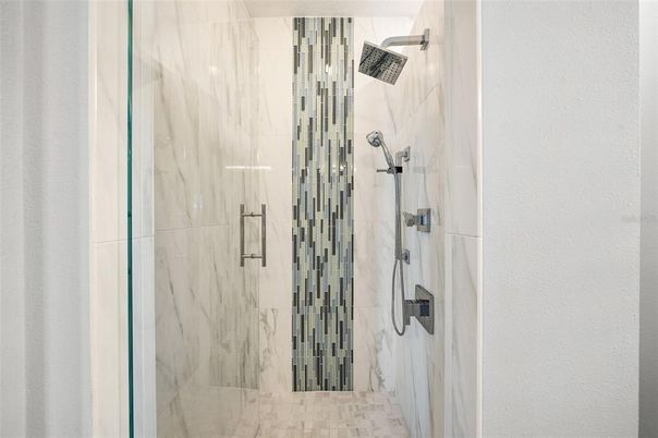 Bathroom, Glass Shower, Interior, Marble Walls