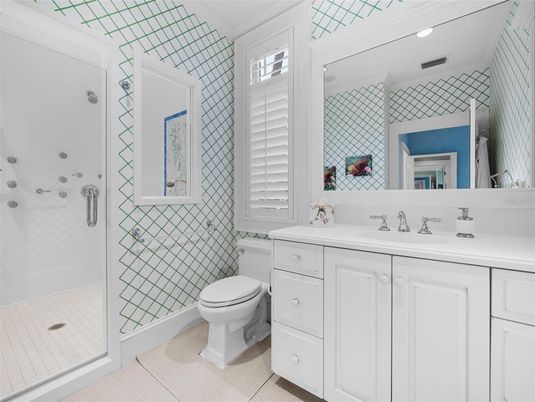 Bathroom, Glass Shower, Interior, Recessed Lighting