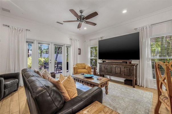 Interior, Living room, Recessed Lighting, Wood Texture Flooring