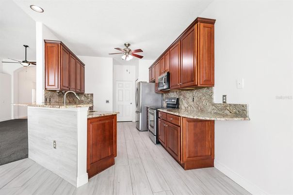 Interior, Kitchen, Recessed Lighting, Wood Texture Flooring