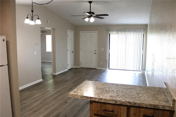 Empty room, Interior, Pendant Lights, Wood Texture Flooring