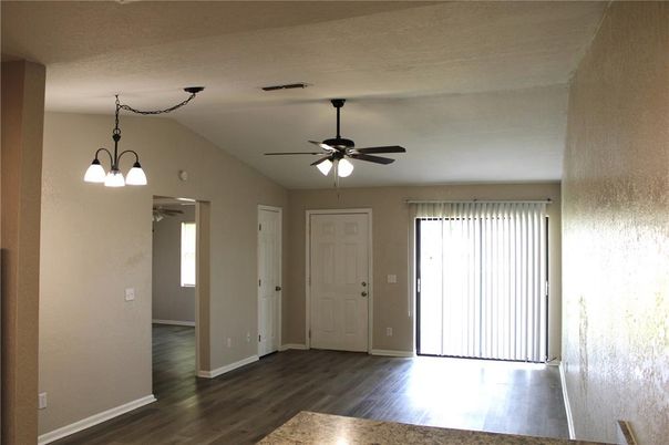 Empty room, Interior, Pendant Lights, Wood Texture Flooring