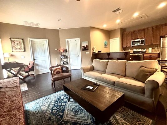 Interior, Kitchen, Living room, Recessed Lighting, Wood Texture Flooring